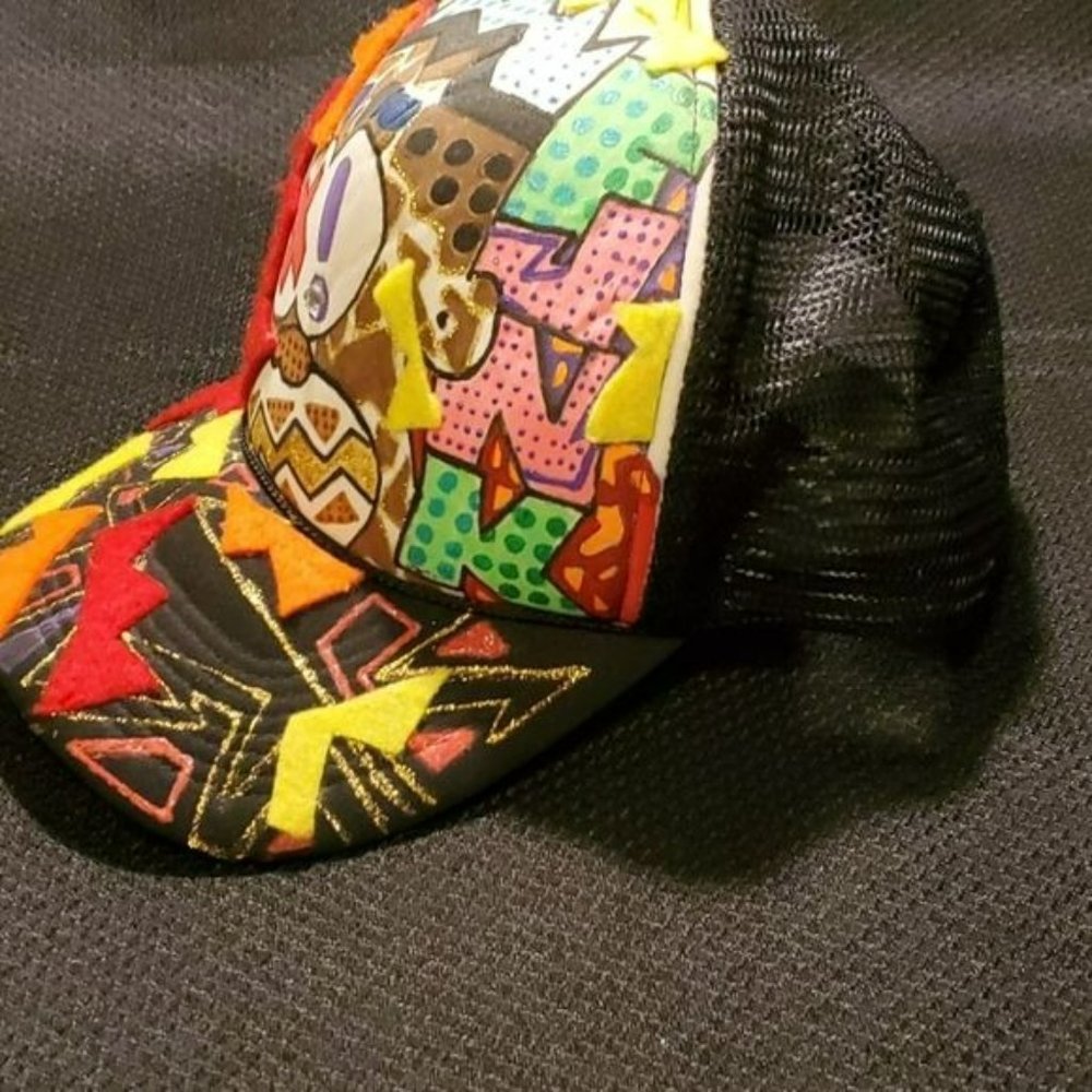 Trucker Hat, Custom Patchwork X! Euc - image 4
